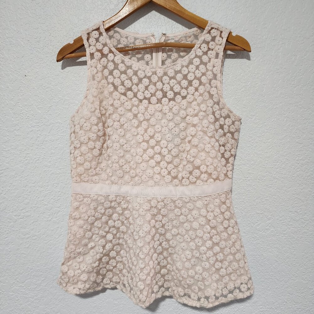 Women's Banana Republic Daisy Patterned Floral Lace Top Peplum Medium officewear
